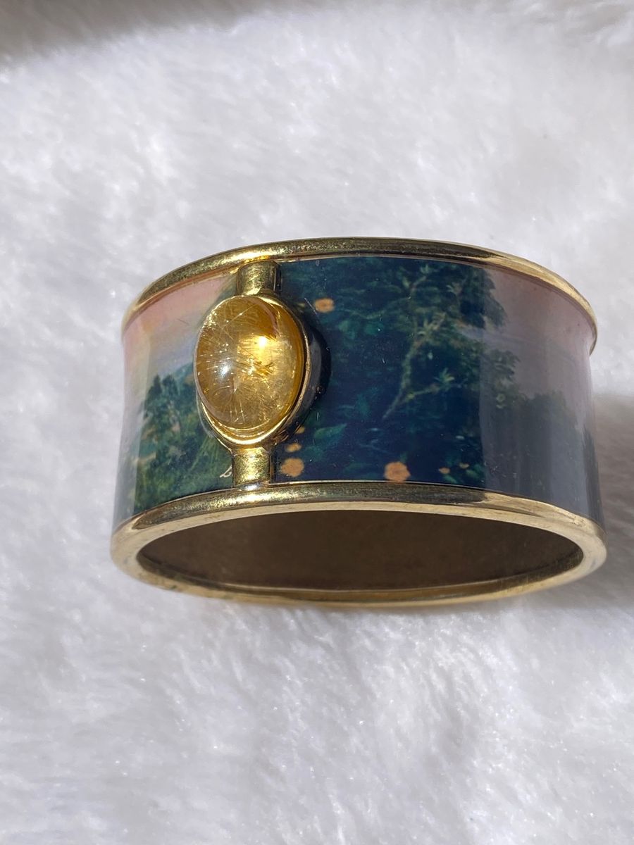 Bracelet FRANCESCA ROMANA DIANA Doré - Vert/beige, Métal Et Résine, Occasion Très Bon état