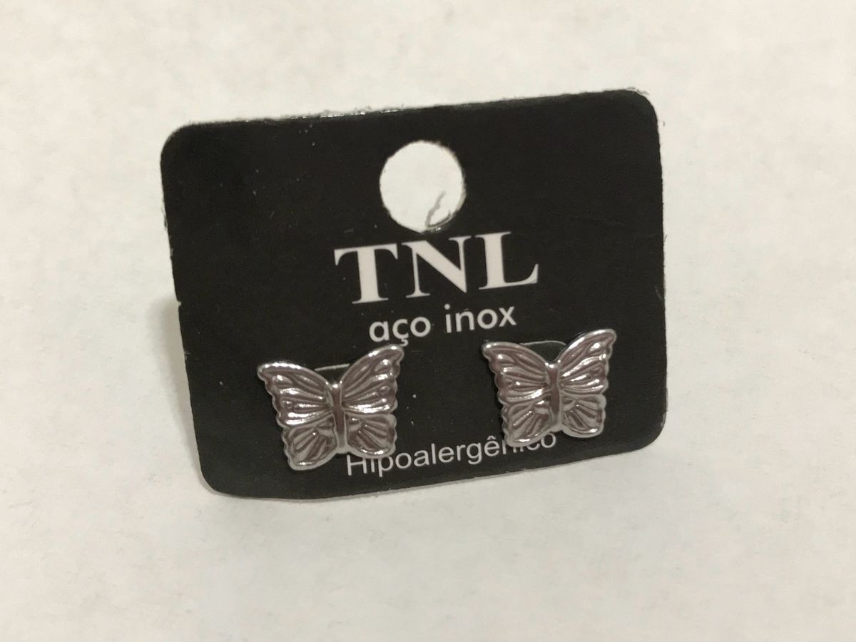 brinco de aço inox - borboleta - bijoux aço inox