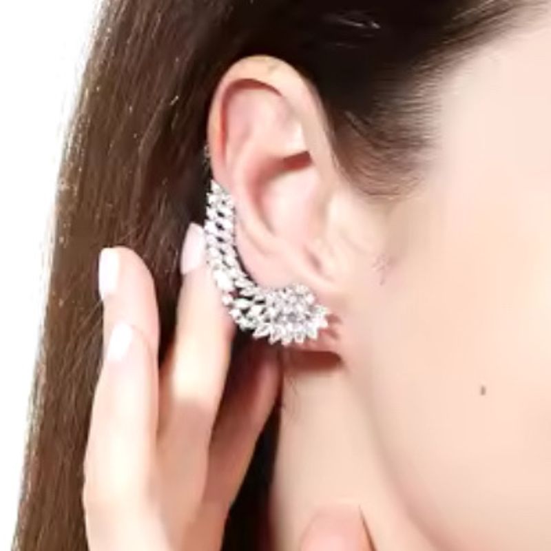 Brinco Ear Cuff Todo em Zircônia | Nunca Usado 111341874