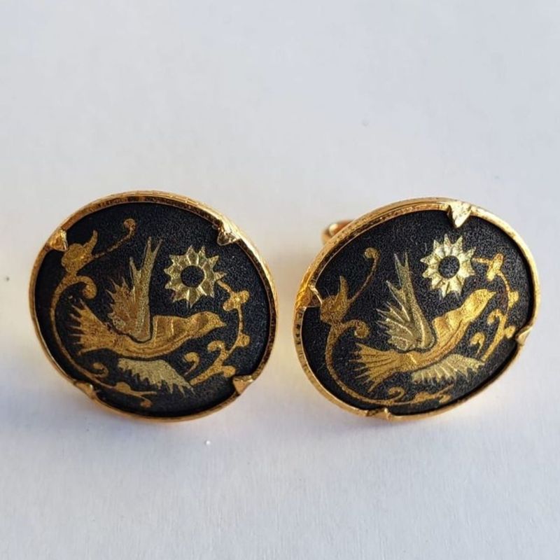 Brincos Vintage de Ouro de Toledo Artesanal Damasquino | Jóia