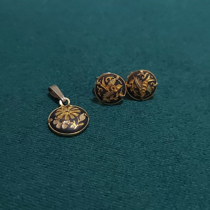 Brincos Vintage de Ouro de Toledo Artesanal Damasquino | Jóia