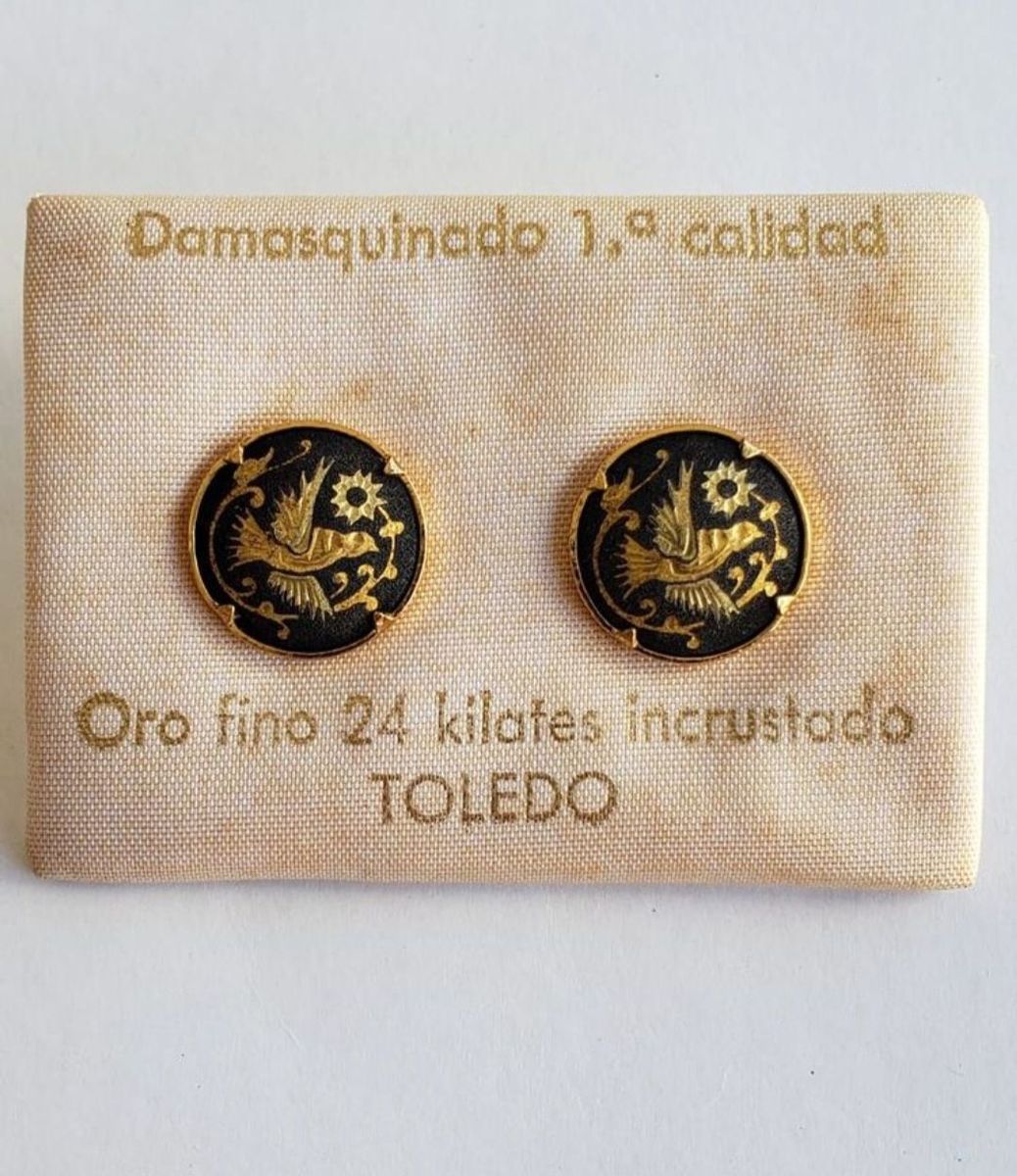 ダマスキナード 小物入れ 24K ANTONIO GARCIA ESCOBAR Brincos Vintage de Ouro de Toledo Artesanal Damasquino | Jóia