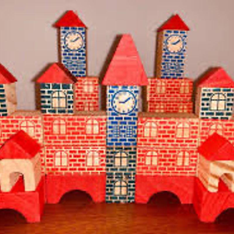 Castelo com 50 blocos de madeira - Brincando de Engenheiro