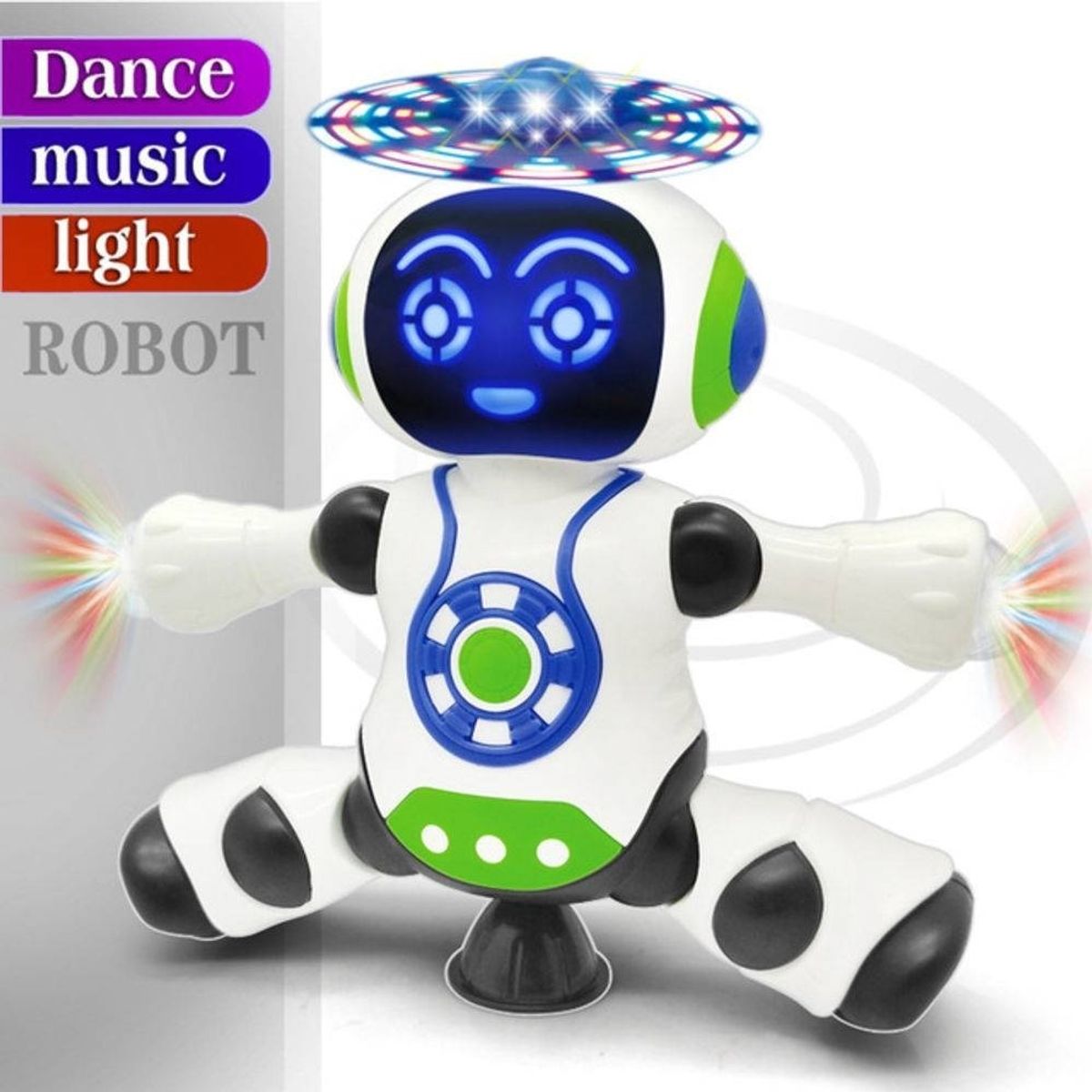 Brinquedo Robô Dança Gira 360 Graus Robot Som & Luz 44990047 | Enjoei