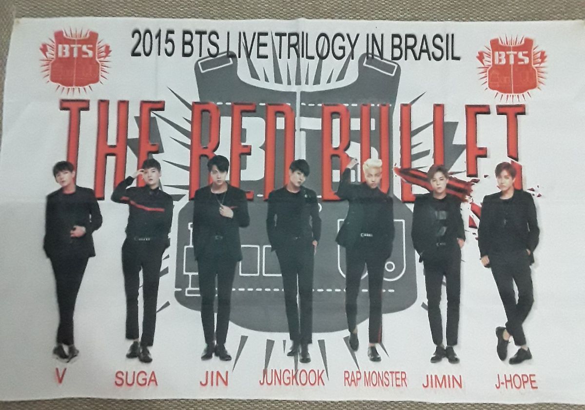 Bts Kit Kpop Bandeira Card E Bottom The Red Bullet Tour Item De Musica Big Hit Usado Enjoei