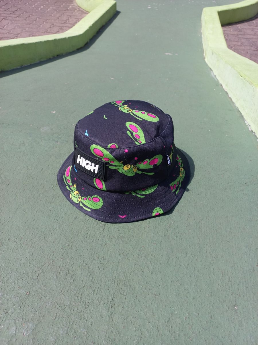 Bucket Hat High Company Butterfly Cata Ovo Preto Estampado