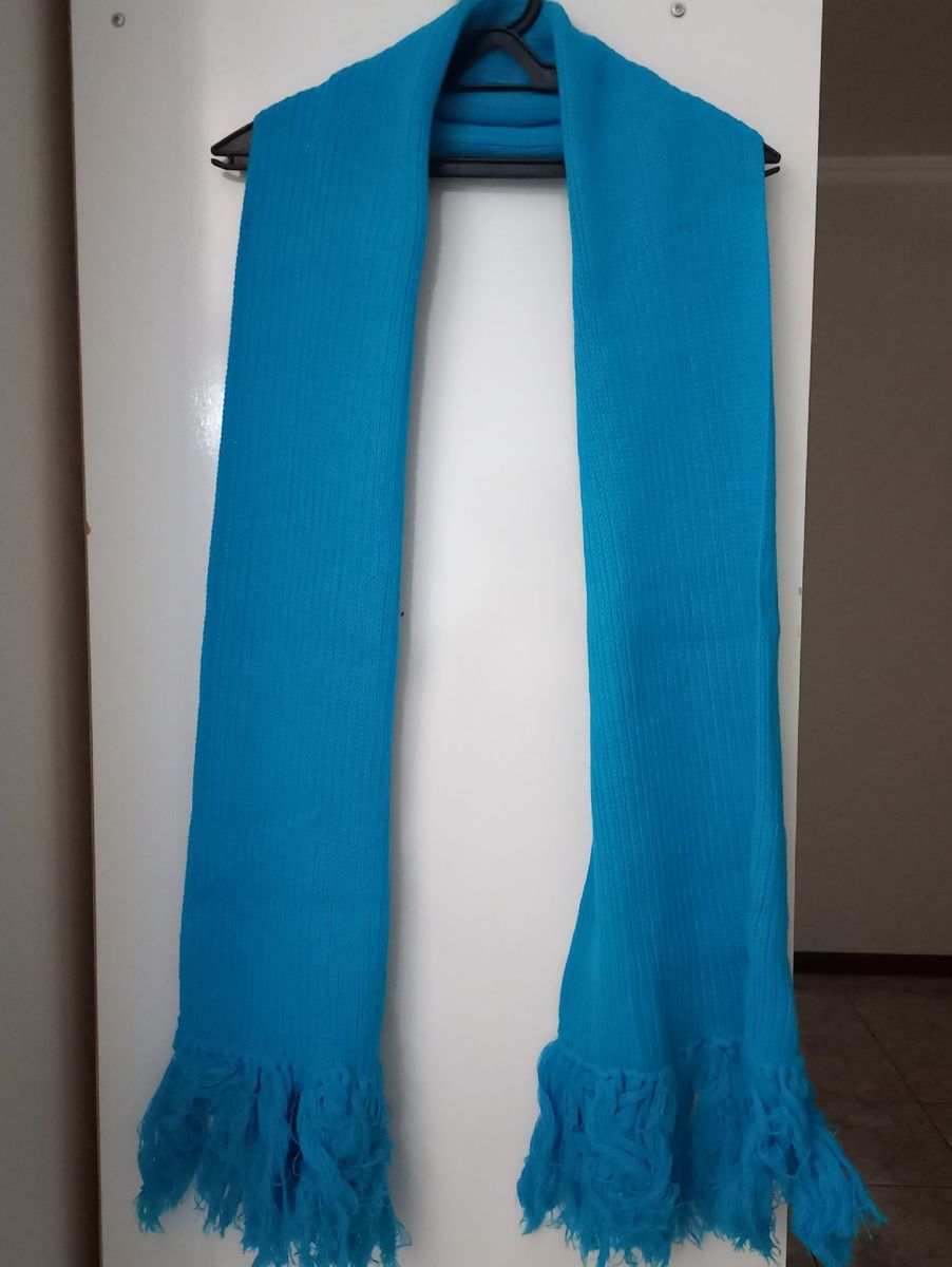 Cachecol de Lã Novo Azul Royal | Lenço Feminino Nunca Usado 76390858 ...