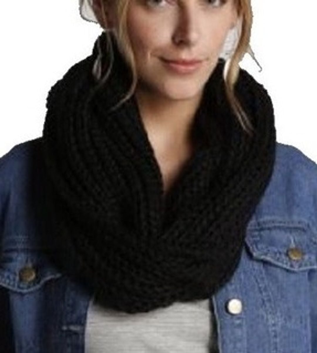 Cachecol Maxi Gola Fechado de Lã Preto | Lenço Feminino Kwi Usado ...
