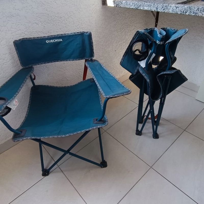 Cadeira Dobrável de Camping Basic Quechua Cor Azul Petróleo