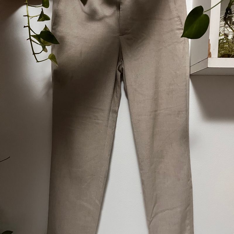 Calça Alfaiataria Bege da Zara Tamanho M, Calça Feminina Zara Usado  95832958