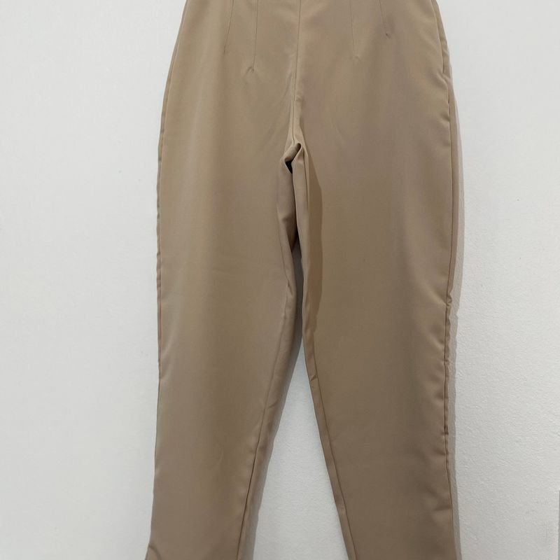 Calça Alfaiataria Modelo Zara Cor Bege Tamanho P