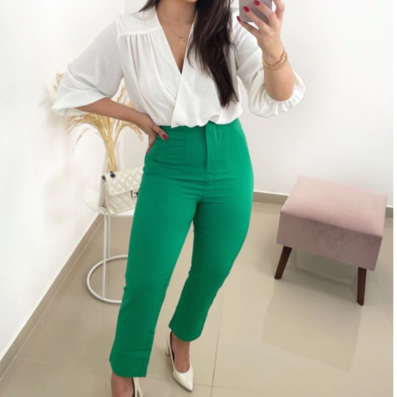 Look verde  Calça verde, Zara, Calça