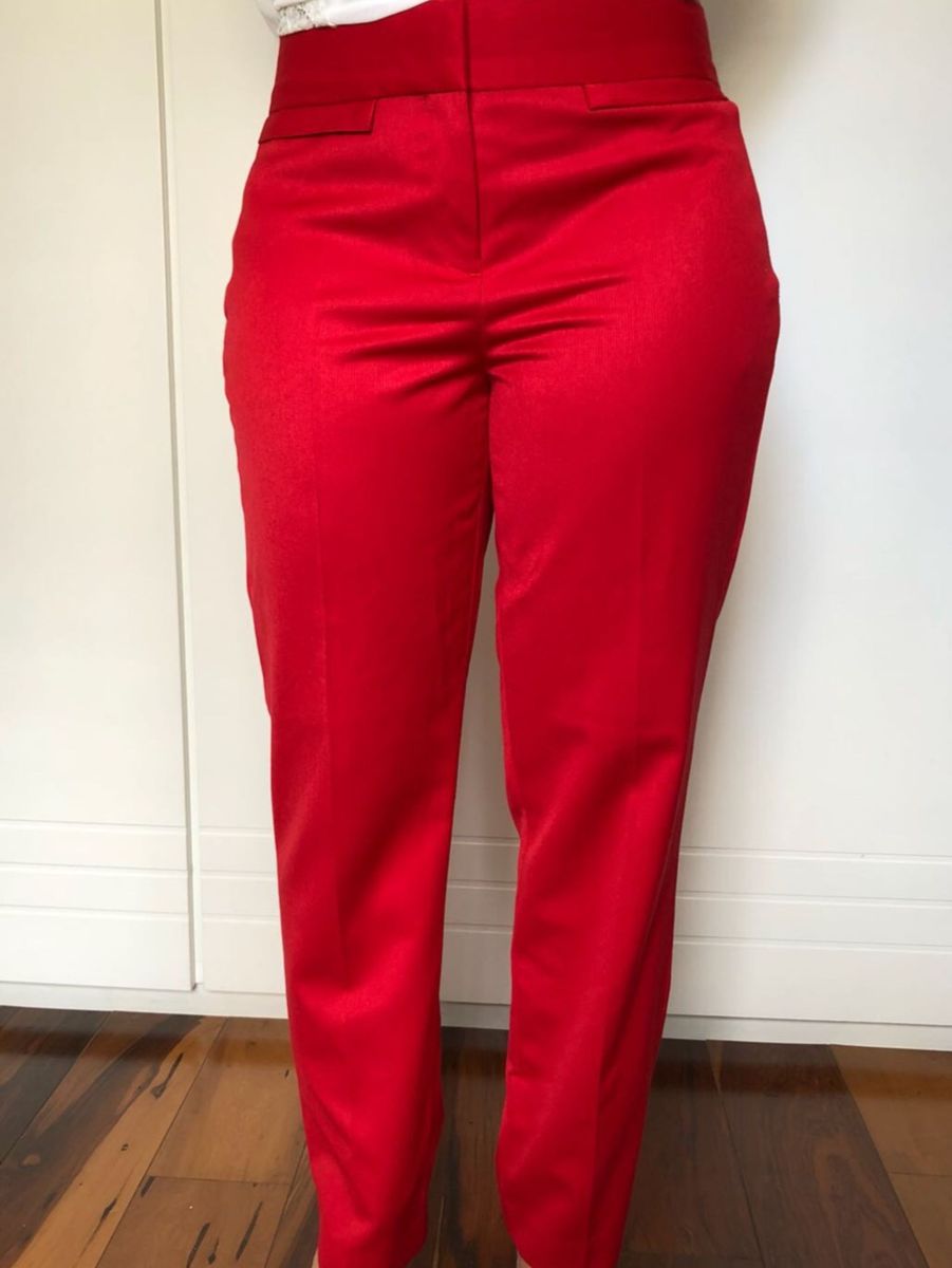 calça alfaiataria feminina vermelha