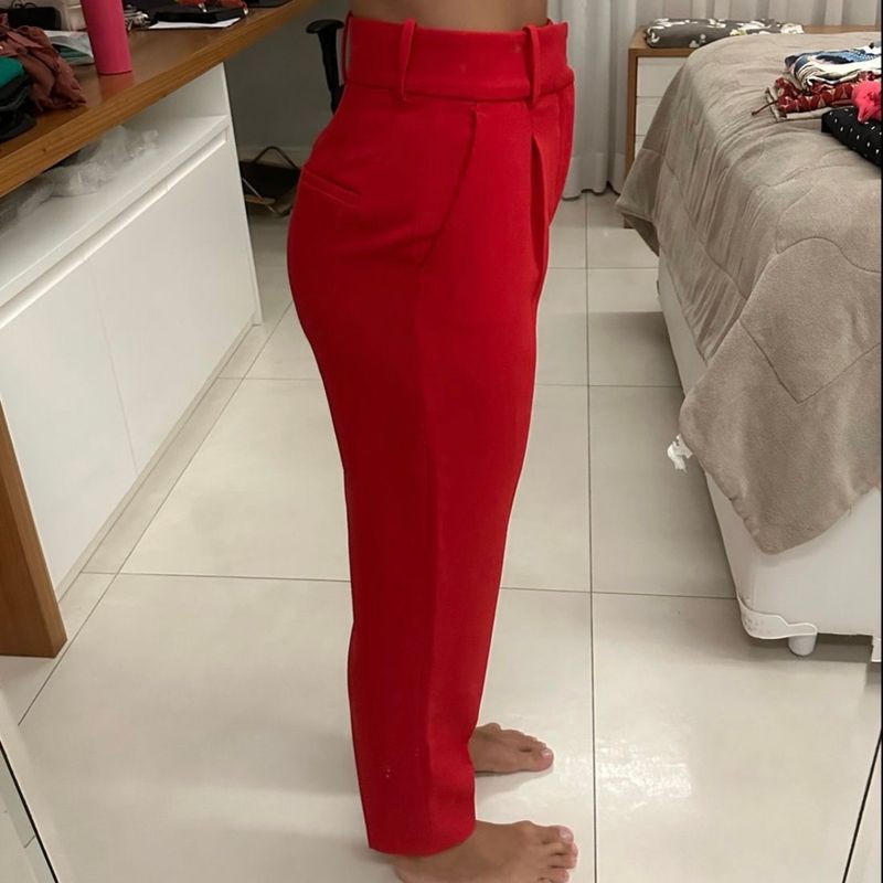 Calça Alfaiataria Vermelha Zara, Calça Feminina Zara Nunca Usado 83498433