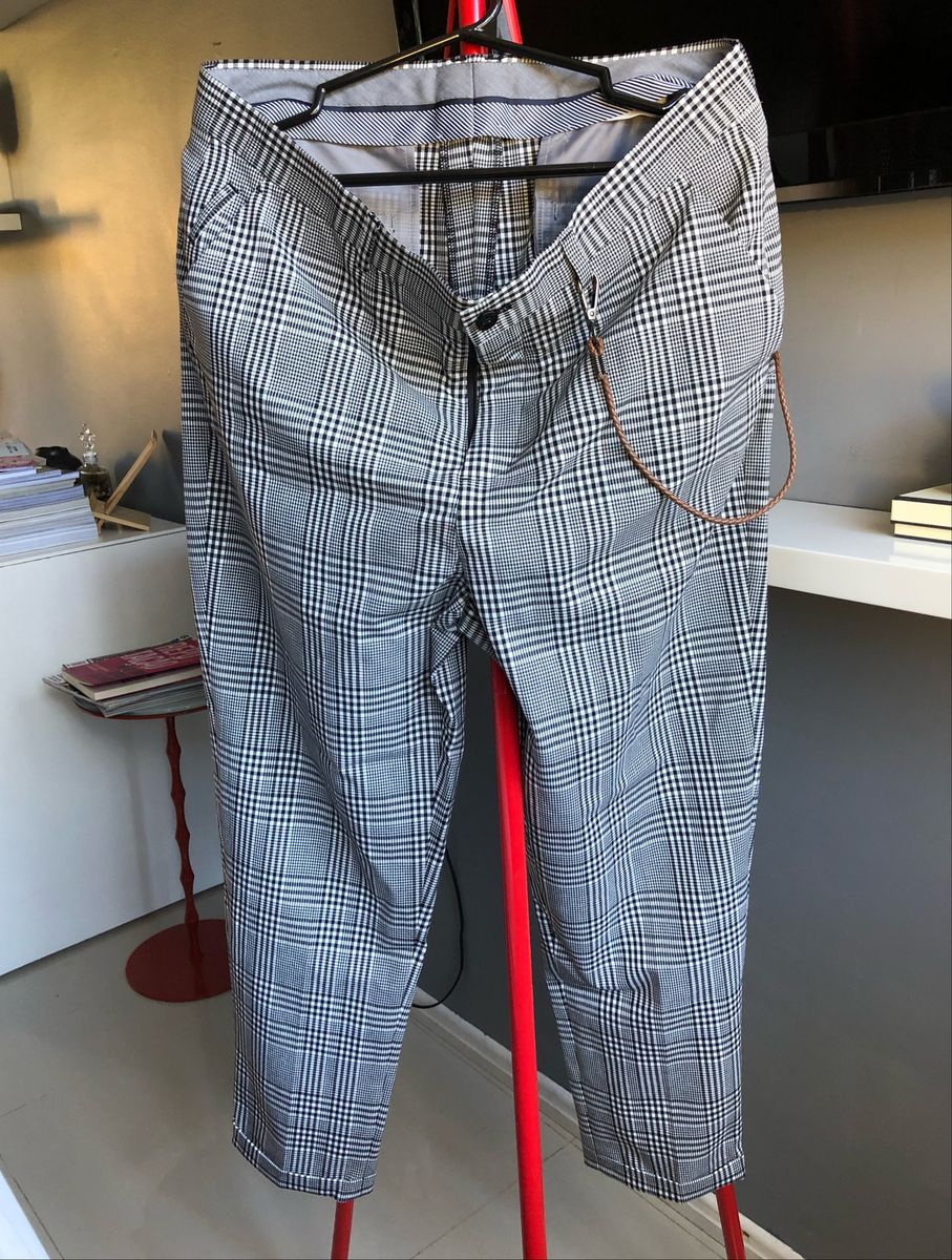 calça xadrez masculina zara