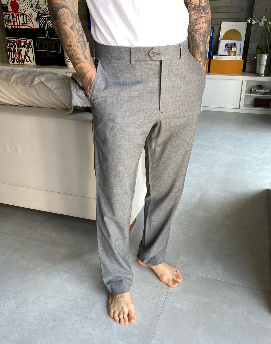 calça alfaiataria cinza masculina