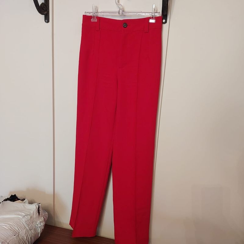 Calça Alfaiataria Zara Vermelha, Calça Feminina Zara Nunca Usado 96903385