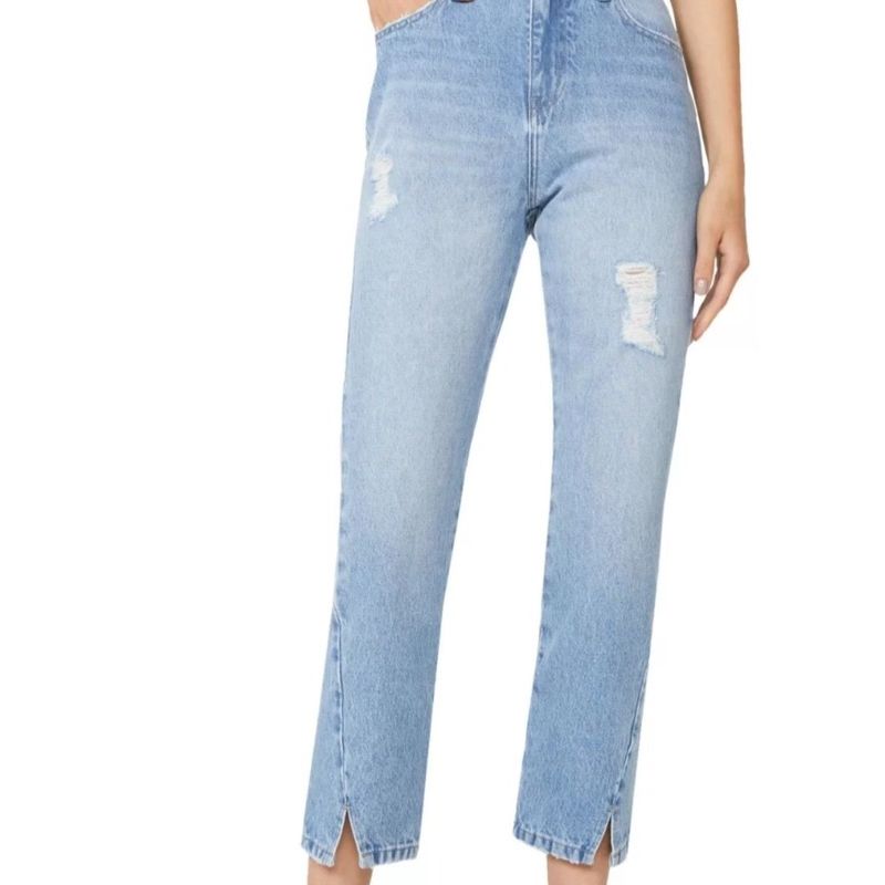 Calça Amaro Jeans Reta Abertura Barra Azul Médio Calça Feminina Amaro  Usado 65933083 enjoei