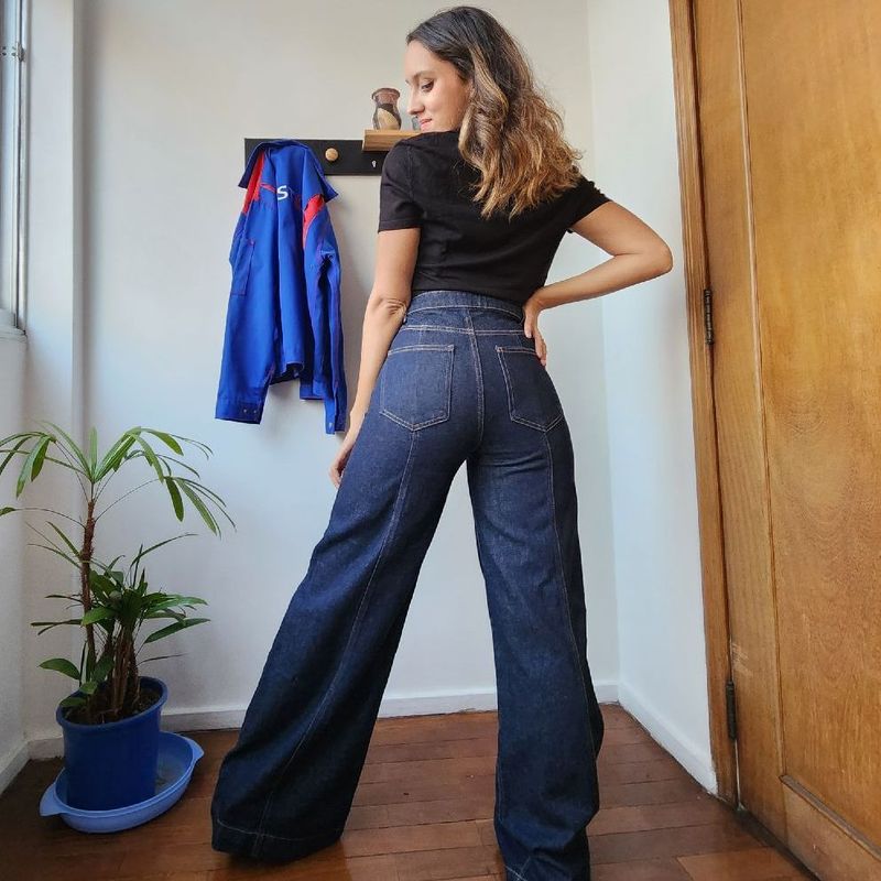 Calça Amaro Jeans Wide Pantalona 36 Calça Feminina Amaro Nunca