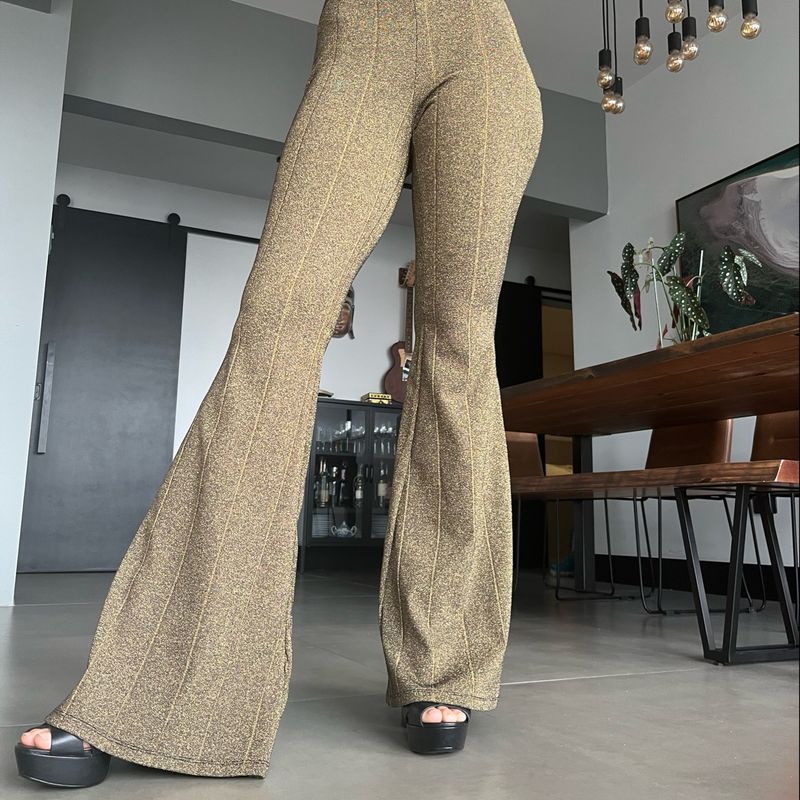 Calça store lurex dourada