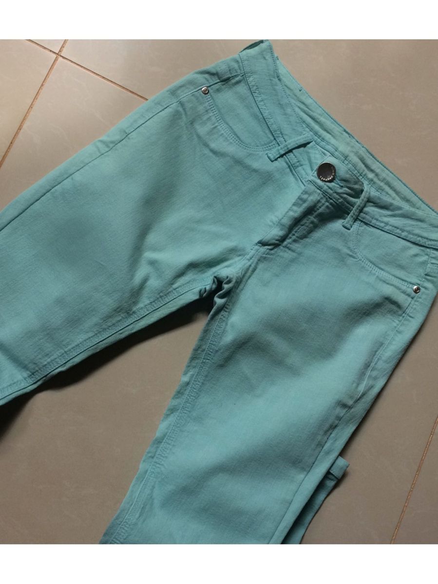 calça azul turquesa - calças sem-marca