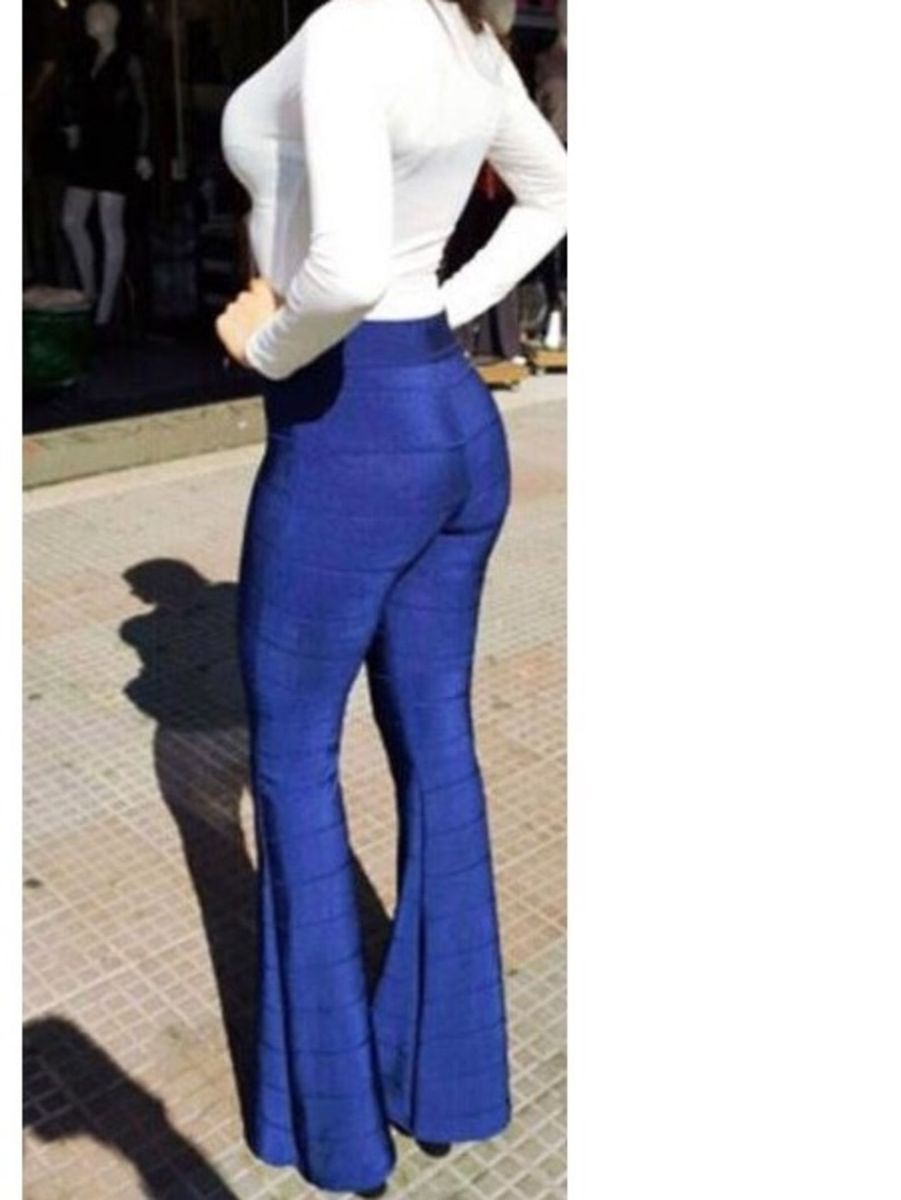 calça bandagem azul