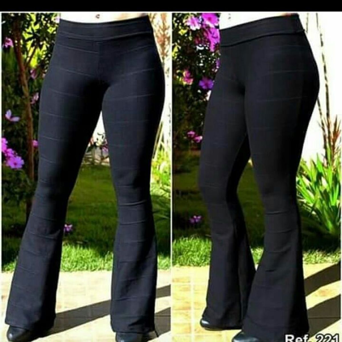 calça bandagem flare preta