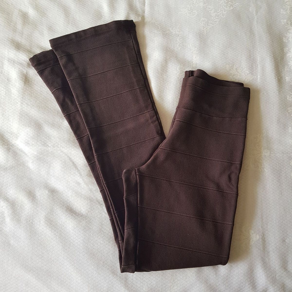 calça bandagem marrom - calças sem marca