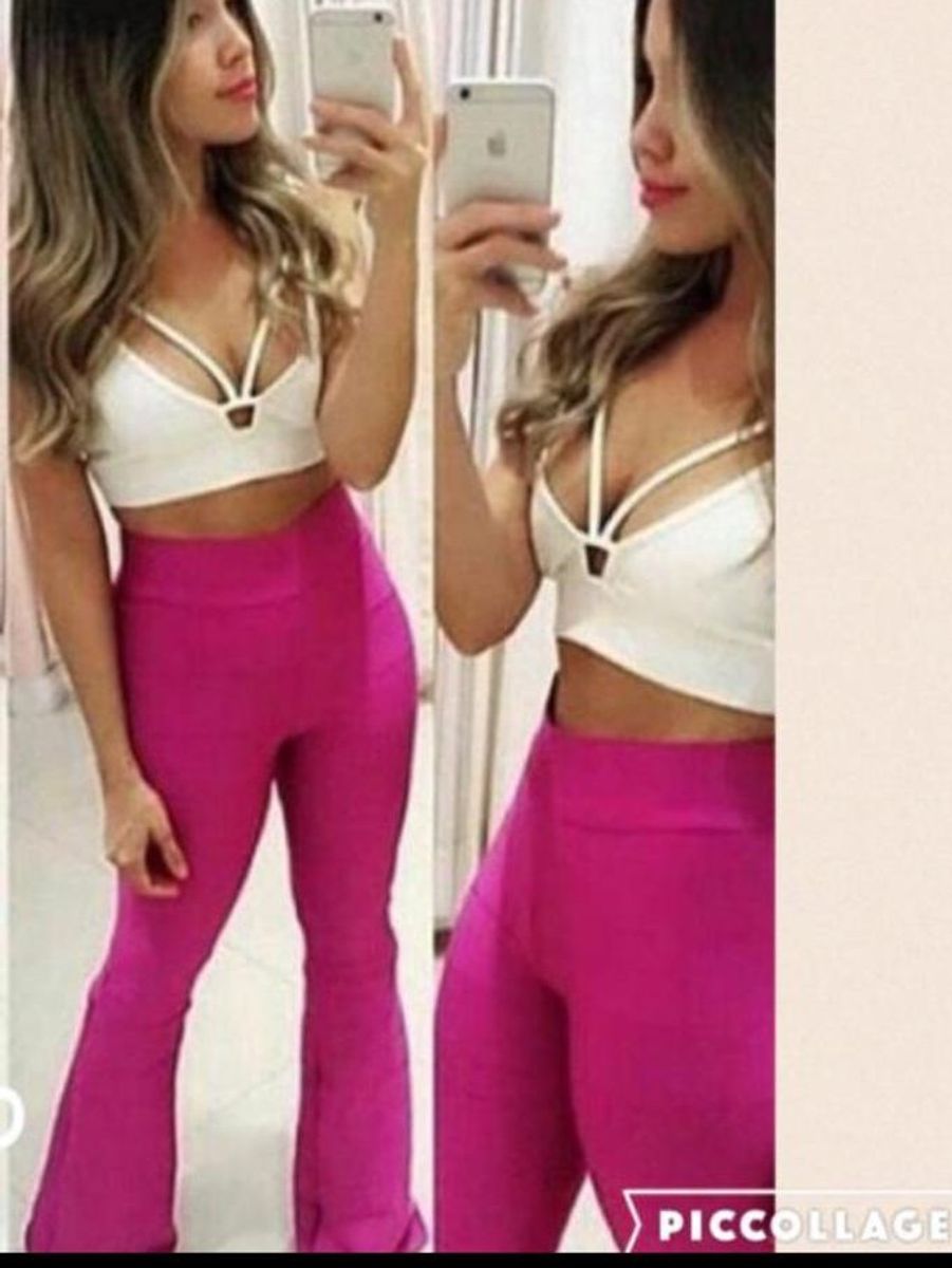 calça bandagem rose