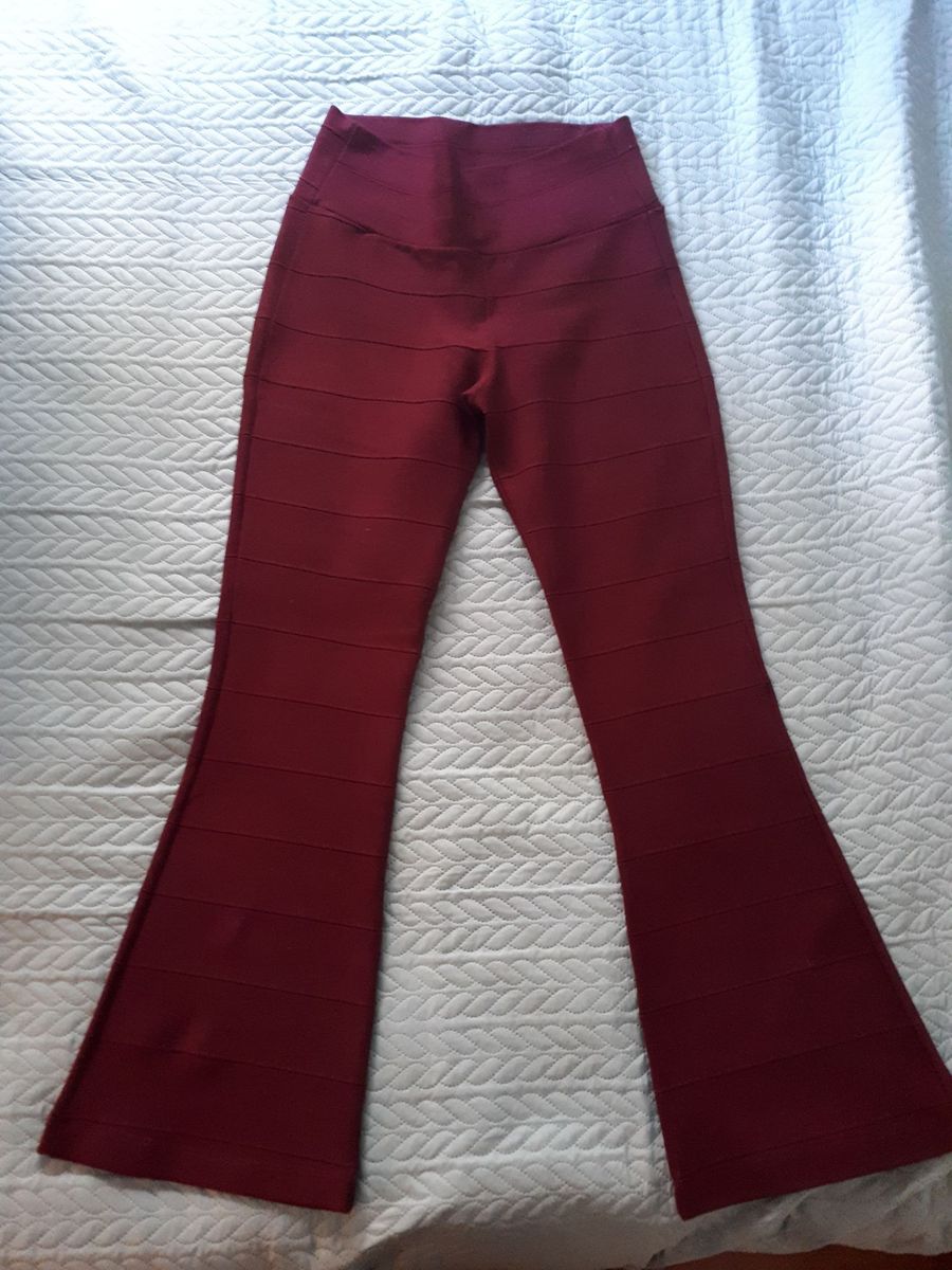 calça de bandagem vinho