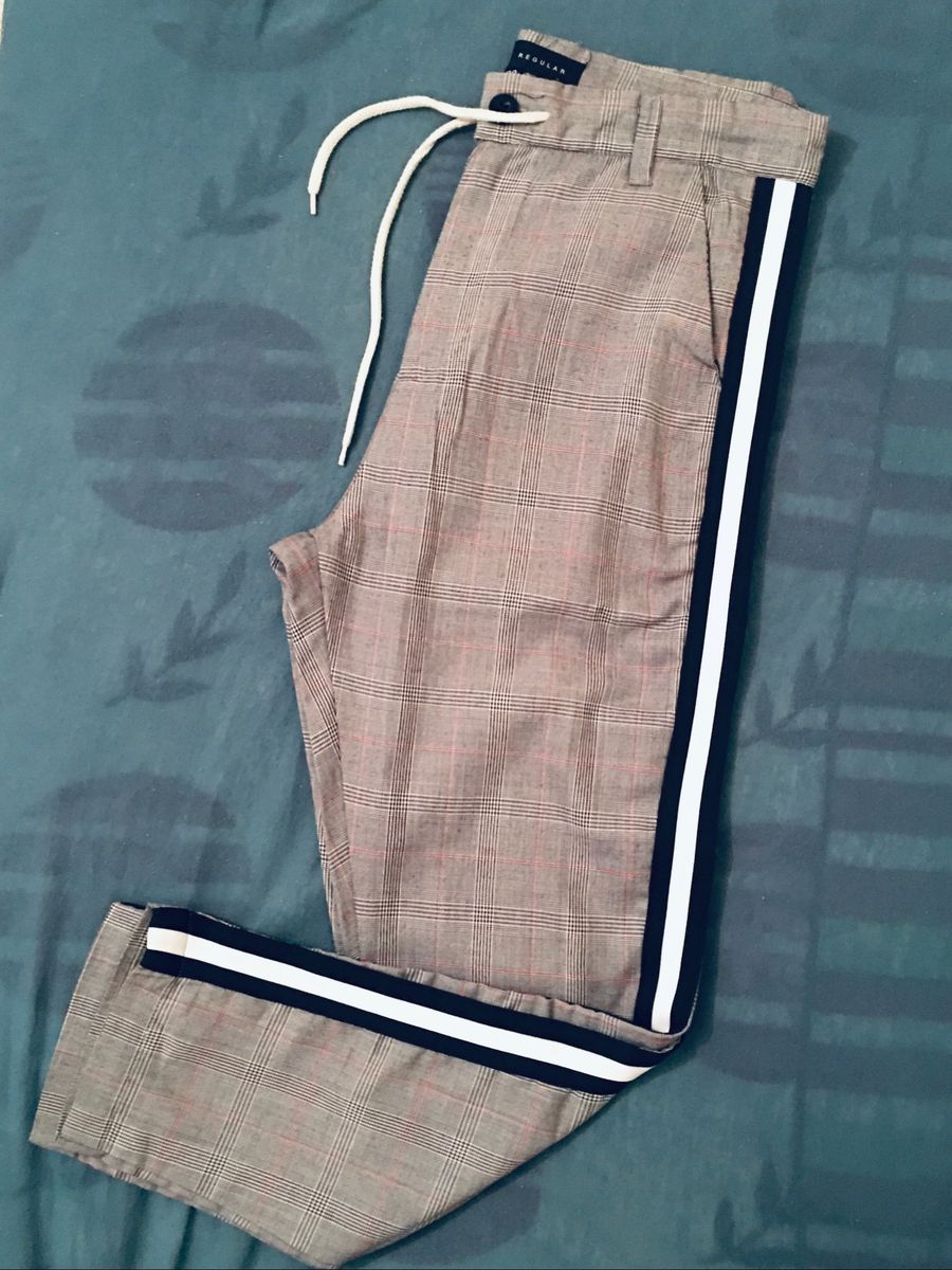 Calca Blue Steel Xadrez Preto e Branco Calça Masculina Blue Steel