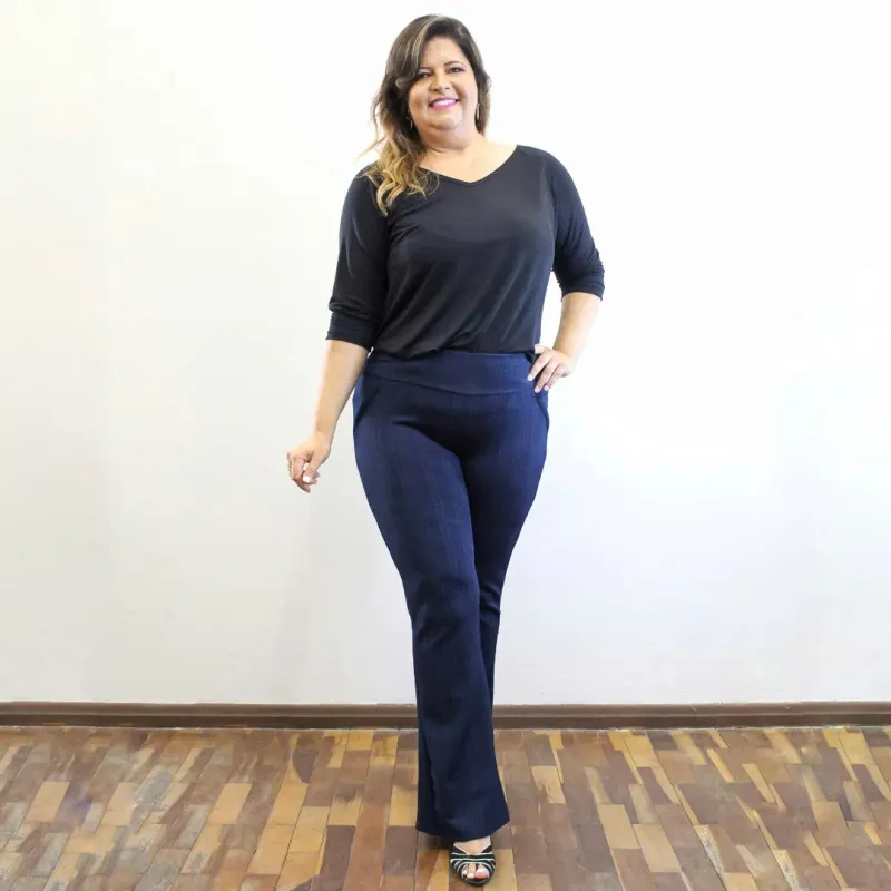 calça jeans feminina flare boca de sino PLUS SIZE