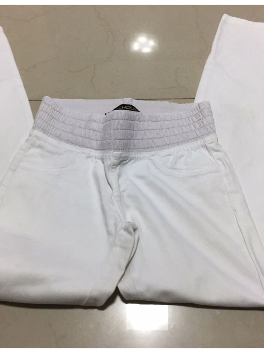 calça branca com elastico na cintura