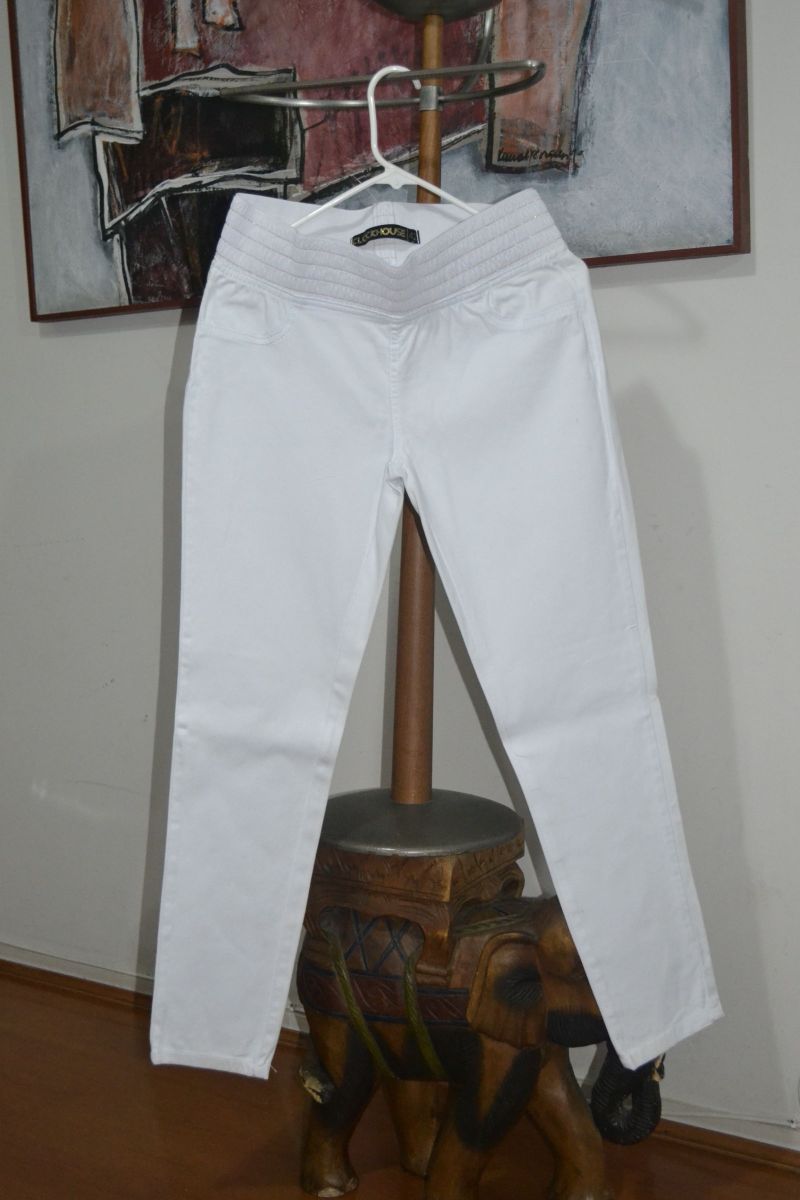 calça branca elastico