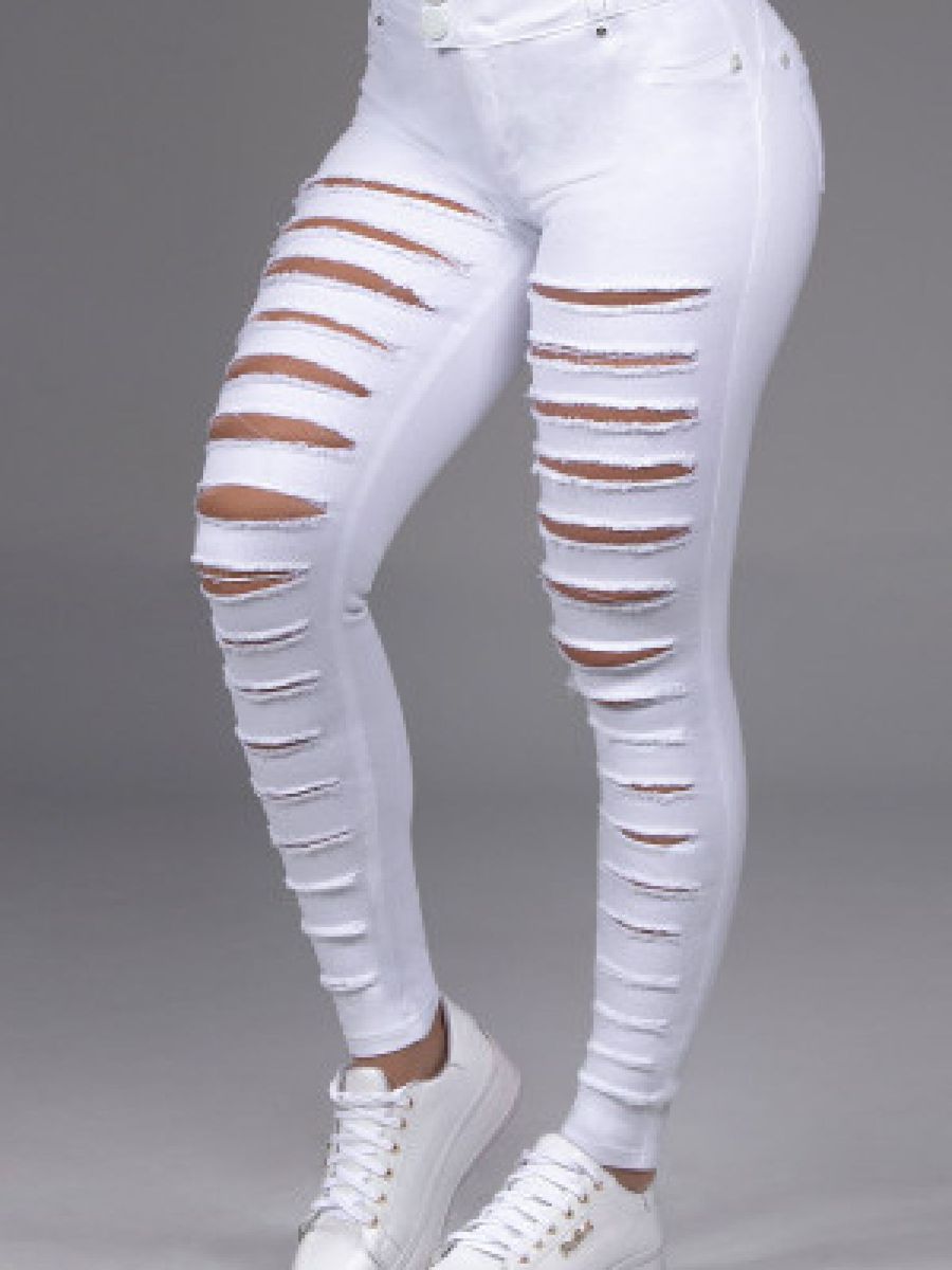 calça branca jeans rasgada
