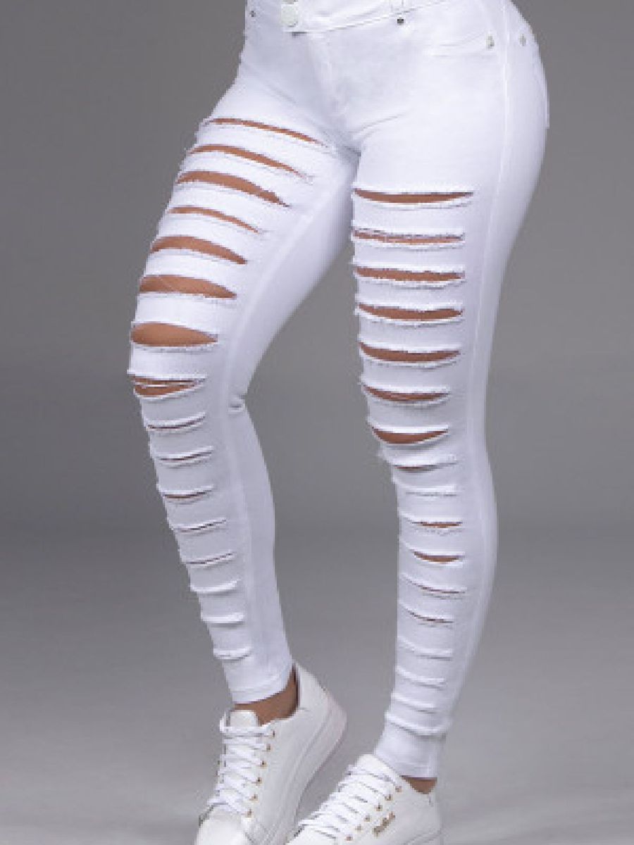 calça jeans feminina branca rasgada
