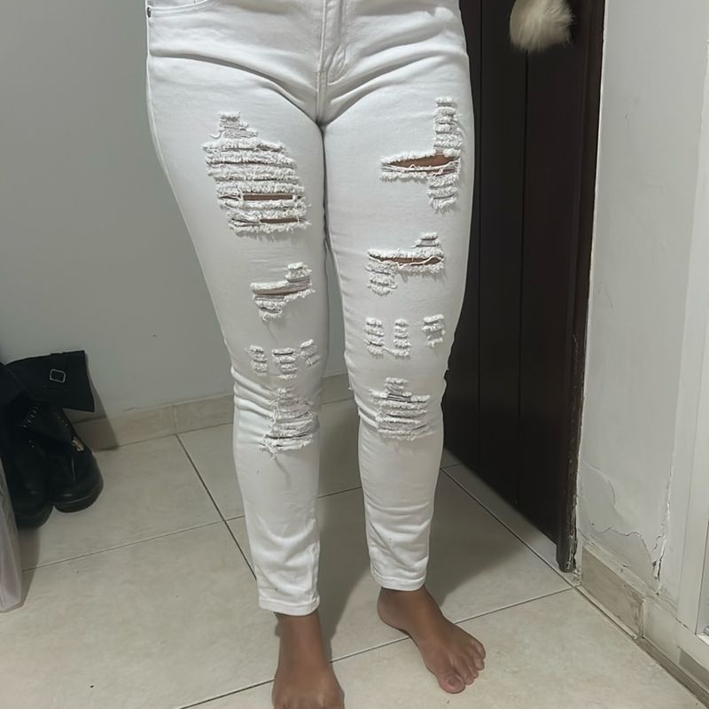 Calça branca hot sale feminina destroyed