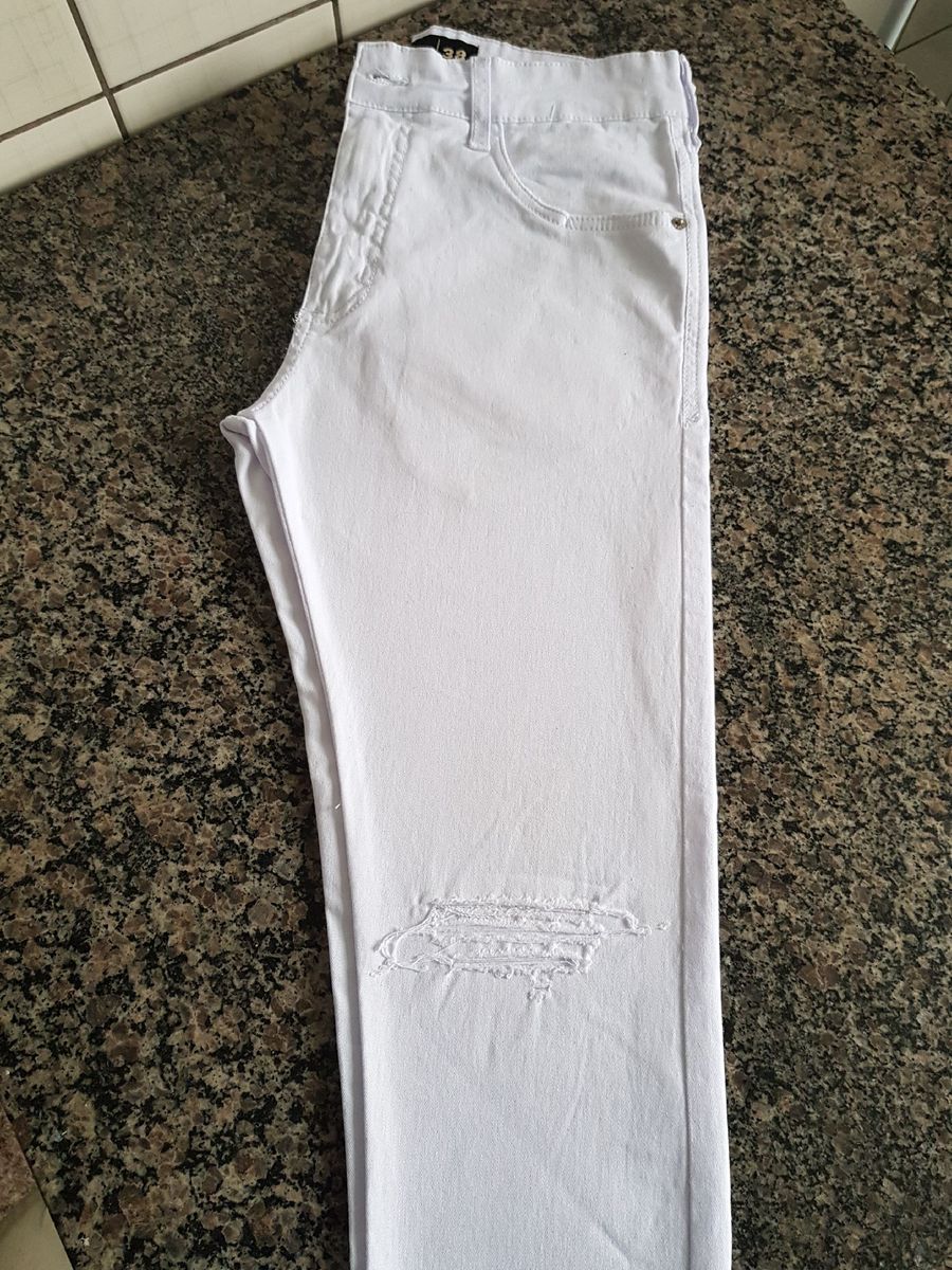 calça rasgada branca masculina