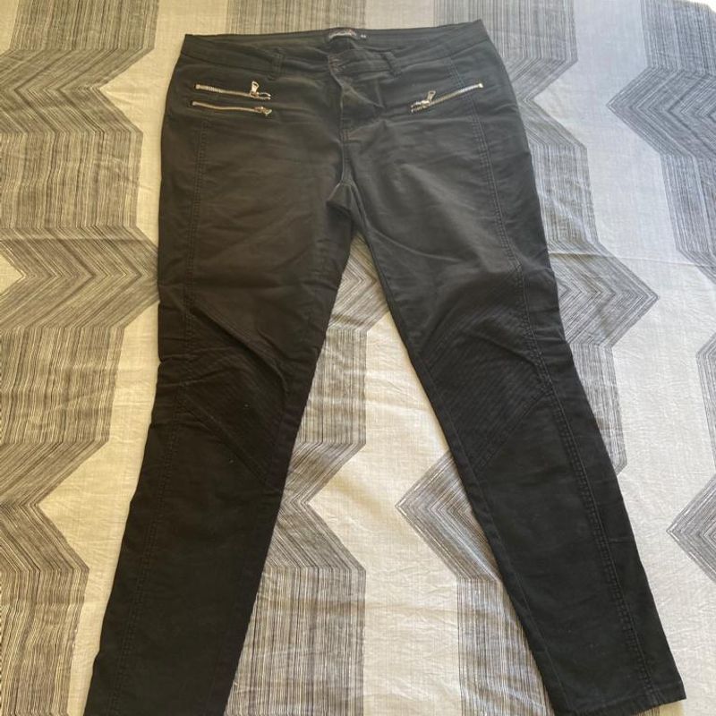 Calça de brim preta hot sale feminina