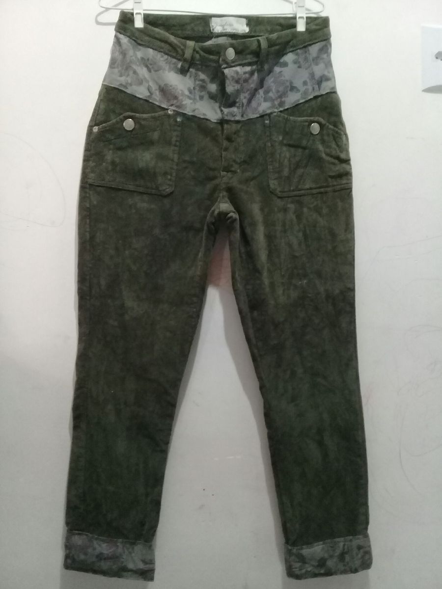 ... calça camurça verde ... - calças feito a mao