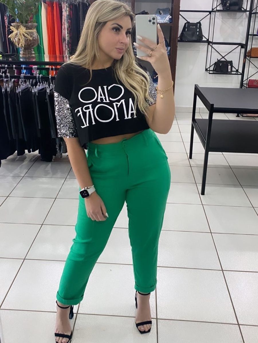 Calça capri best sale de tecido