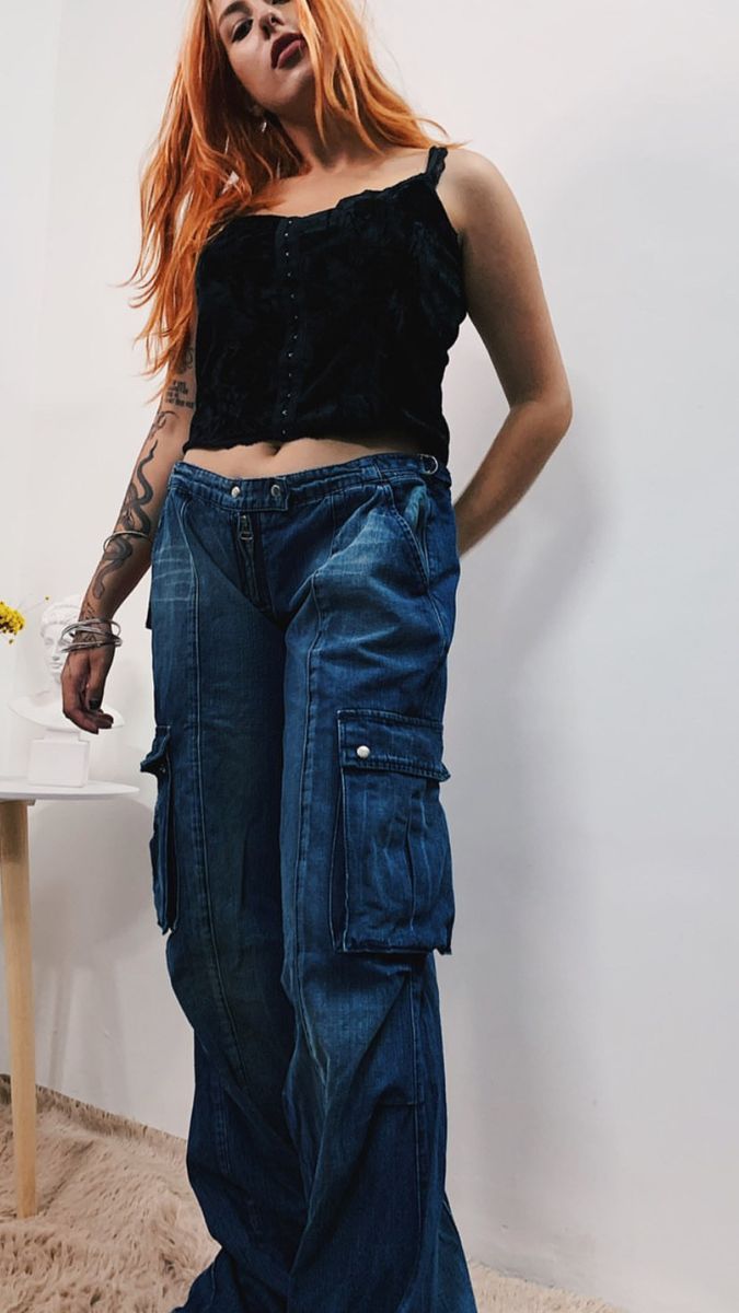 Calca Cargo Baggy Anos 2000 Retro Nova Miss Sixty | Calça Feminina Miss ...