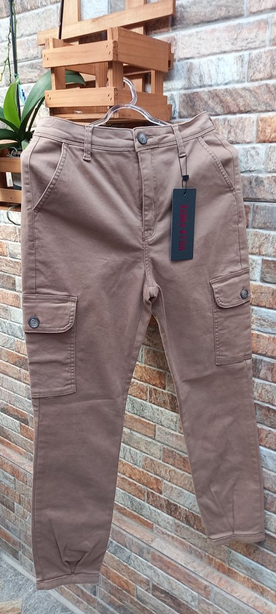 Calça Cargo Beje | Calça Feminina Vila Forte Nunca Usado 86832817 | enjoei