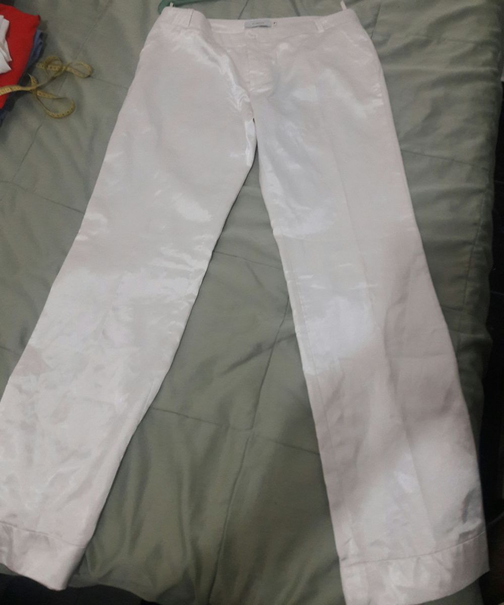calça de cetim branca
