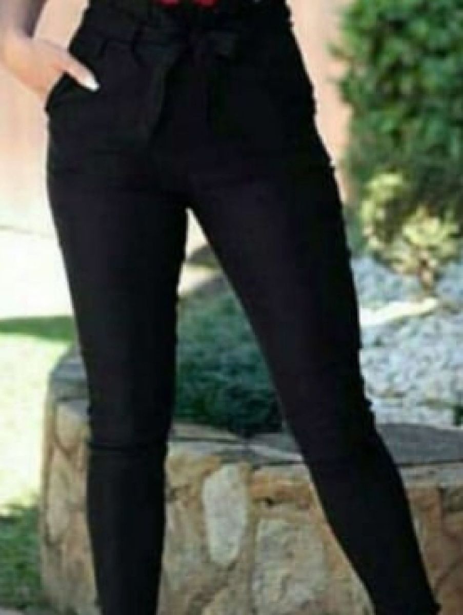 calça jeans feminina com laço na cintura