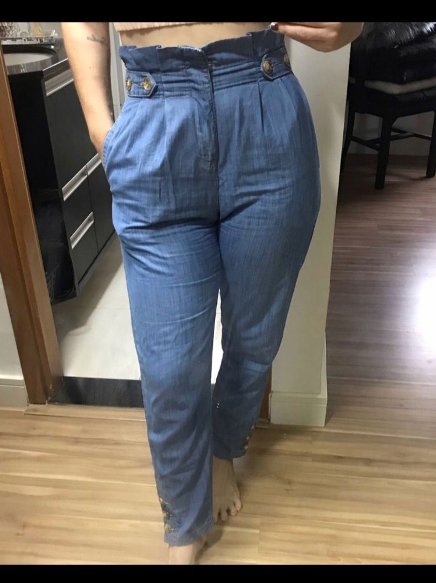 calça jeans clochard com cinto renner