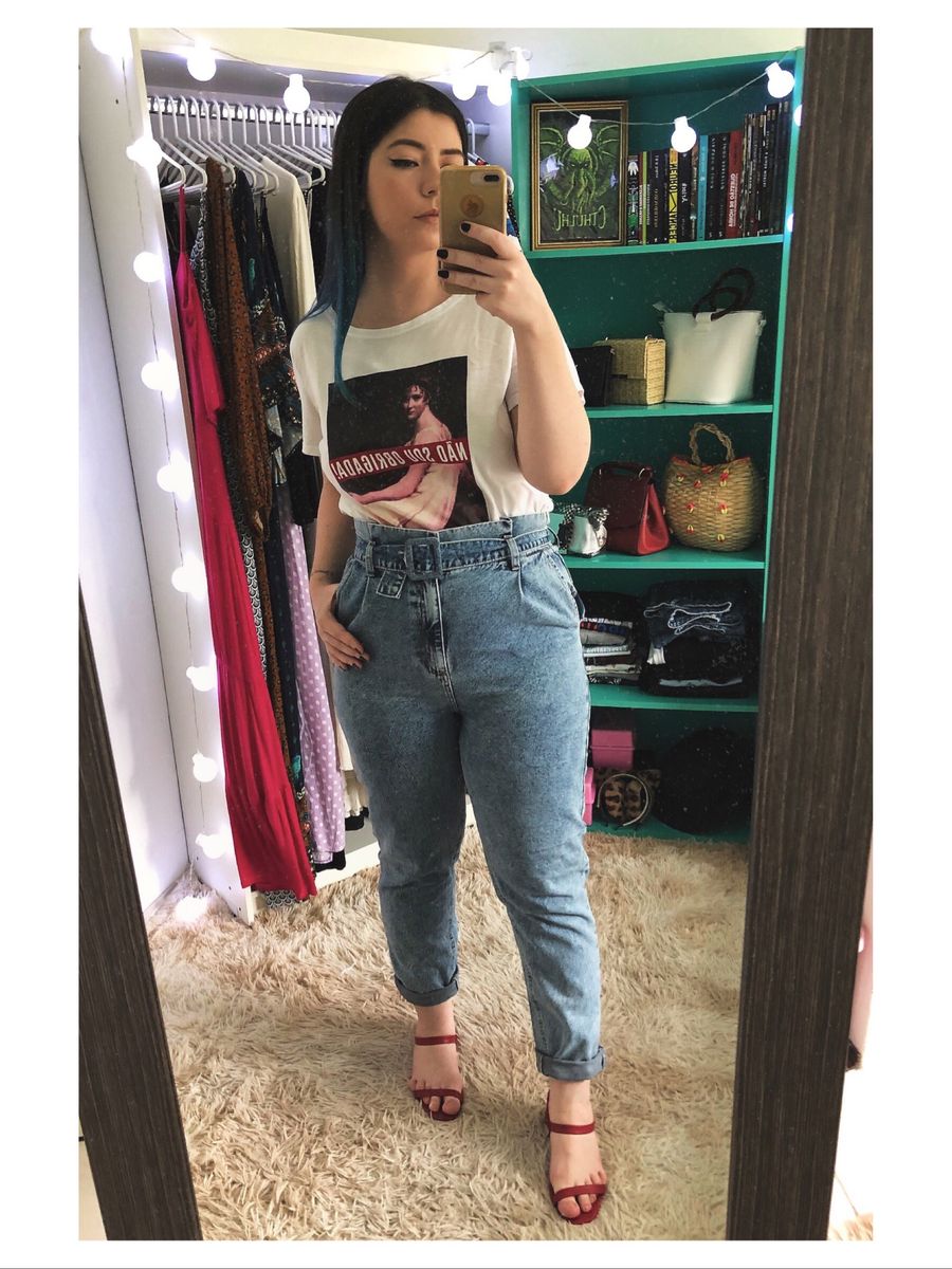 calça jeans clochard com cinto renner