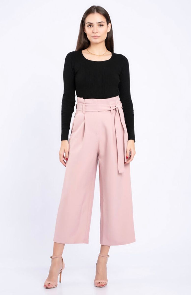 calça pantacourt rosa bebe