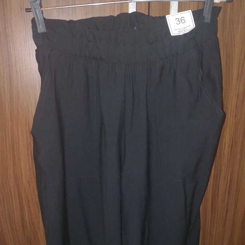 calça clochard de viscose cintura alta preta - C&A