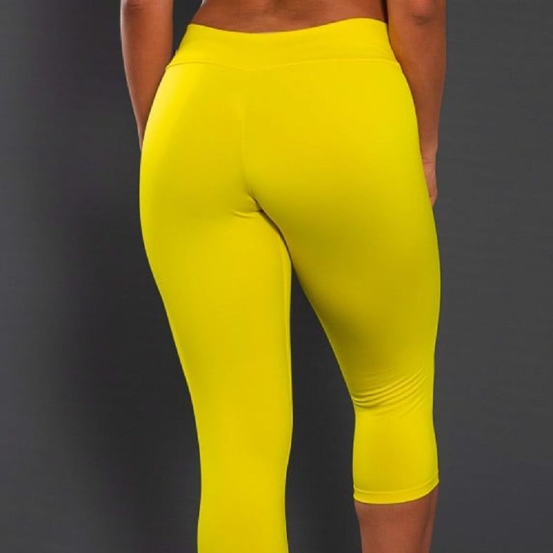 Calça Corsário Suplex Calça Legging Academia Fitness Amarela